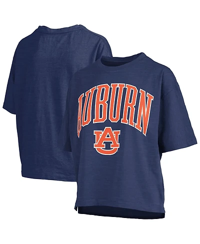 Pressbox Women's Navy Auburn Tigers Nelson Arch Over Logo Waist Length Oversized Slub T-Shirt