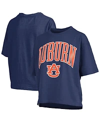 Pressbox Women's Navy Auburn Tigers Nelson Arch Over Logo Waist Length Oversized Slub T-Shirt