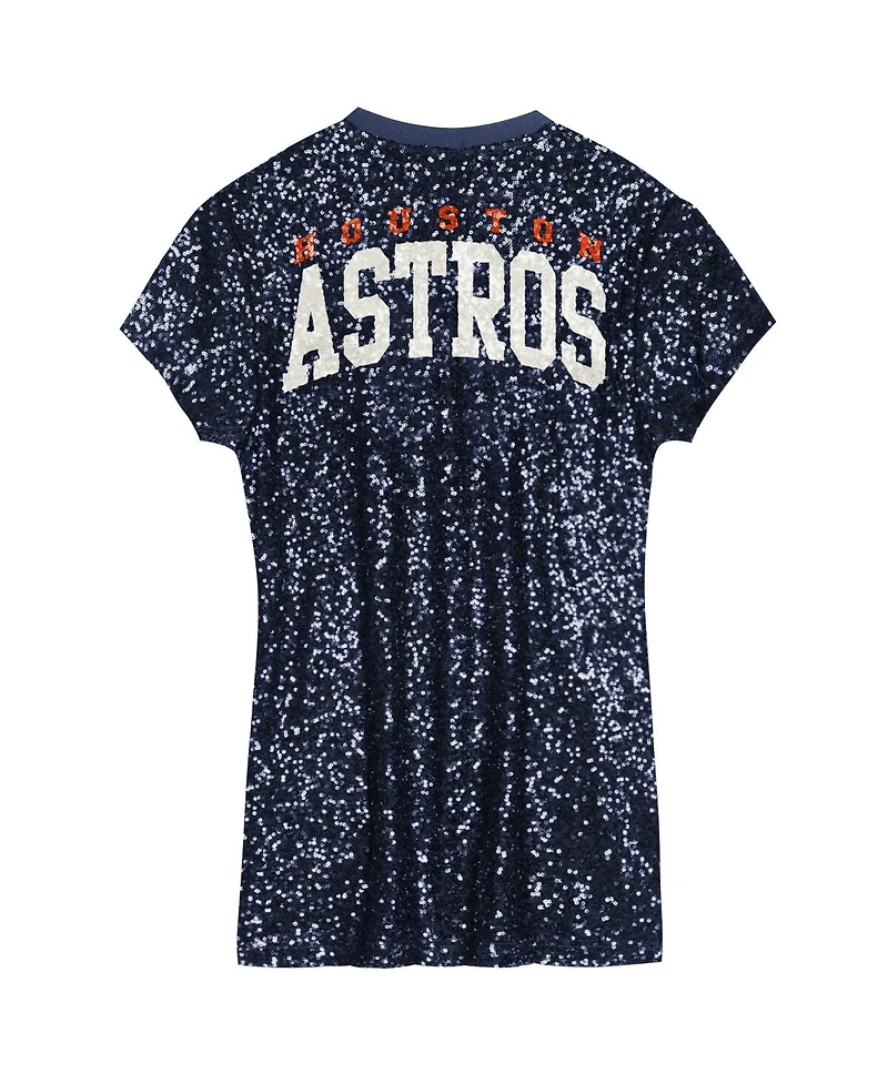 Outerstuff Girls Youth Navy Houston Astros Sequin V-Neck Dress