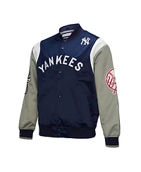Mitchell & Ness Men's Navy/Gray New York Yankees Cooperstown Collection Team Origins Satin Full-Snap Jacket