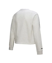 Mitchell & Ness Women's Heather Gray New York Yankees Cropped Toggle Pullover Sweatshirt