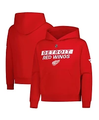 Outerstuff Big Boys and Girls Red Detroit Wings Authentic Pro Wordmark Fleece Pullover Hoodie