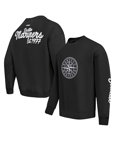 Pro Standard Men's Black Seattle Mariners Paint The City Dropped Shoulder Pullover Sweatshirt