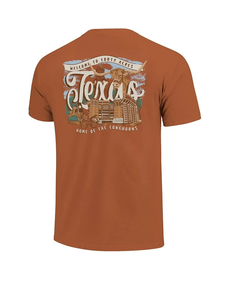 Image One Women's Texas Orange Longhorns Comfort Colors Campus Scene Drawing Script T-Shirt