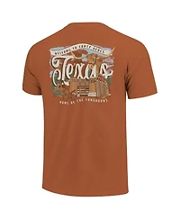 Image One Women's Texas Orange Longhorns Comfort Colors Campus Scene Drawing Script T-Shirt