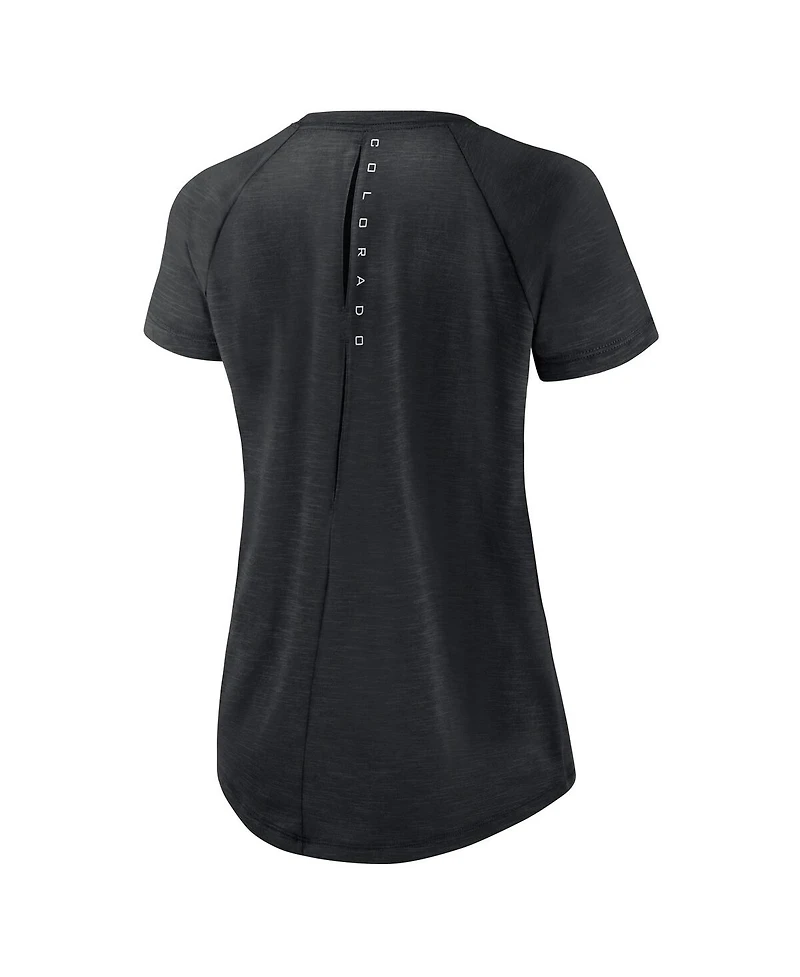 Nike Women's Heather Black Colorado Rockies Summer Breeze Raglan Fashion T-Shirt