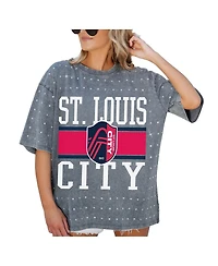 Gameday Couture Women's Gray St. Louis City Sc Oversized Mini Rhinestone Classic T-Shirt