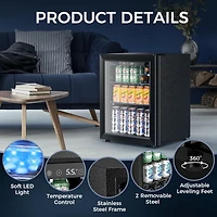 Cowsar 1.7 Cu.ft Beverage Refrigerator Cooler, 68 Can Mini Fridge Glass Door with Adjustable Shelves, Digital Temperature Display, Freestanding Small