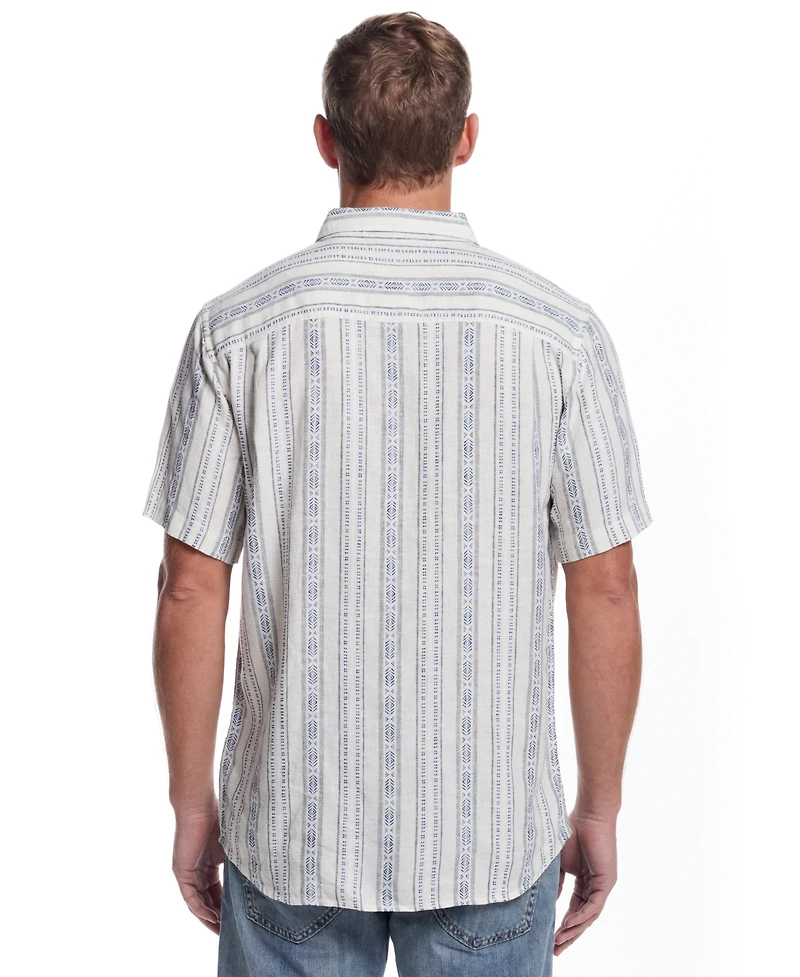 Weatherproof Vintage Men's Aztec Short Sleeve Printed Button-Down Shirt
