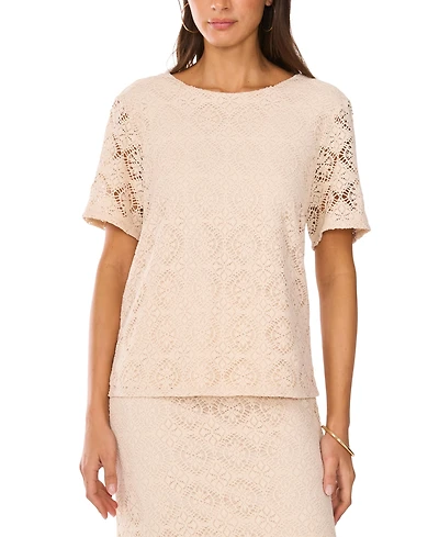 Vince Camuto Women's Crochet Short-Sleeve Blouse