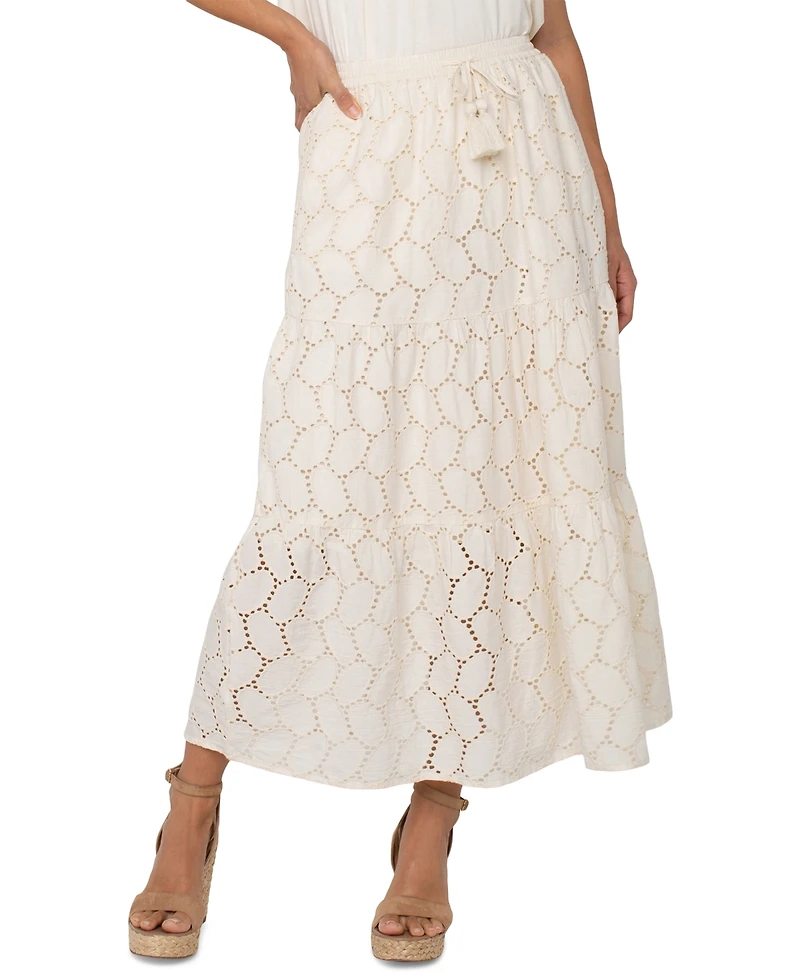 Liverpool Los Angeles Women's Cotton Eyelet Maxi Skirt