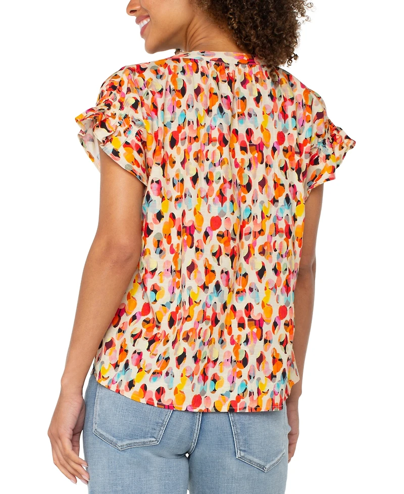 Liverpool Los Angeles Petite Printed Popover Top