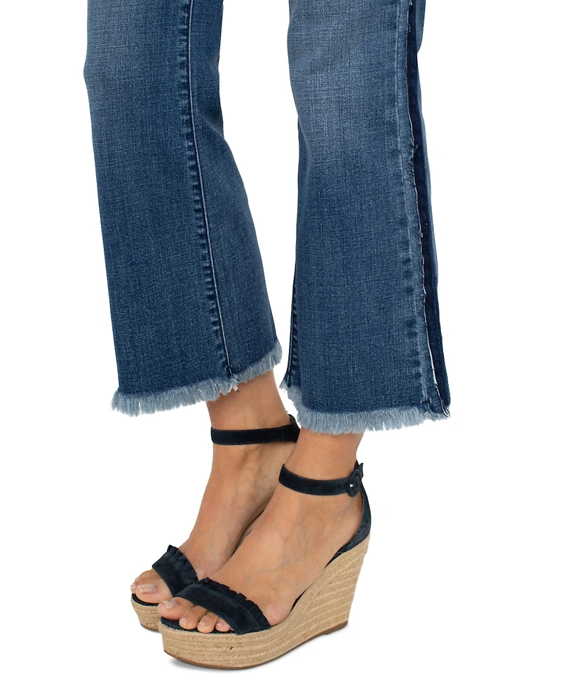 Liverpool Los Angeles Petite Gia Glider Frayed-Hem Cropped Flare Jeans