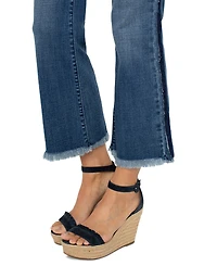 Liverpool Los Angeles Petite Gia Glider Frayed-Hem Cropped Flare Jeans