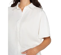 Liverpool Los Angeles Women's Shirred-Shoulder Relaxed Shirt