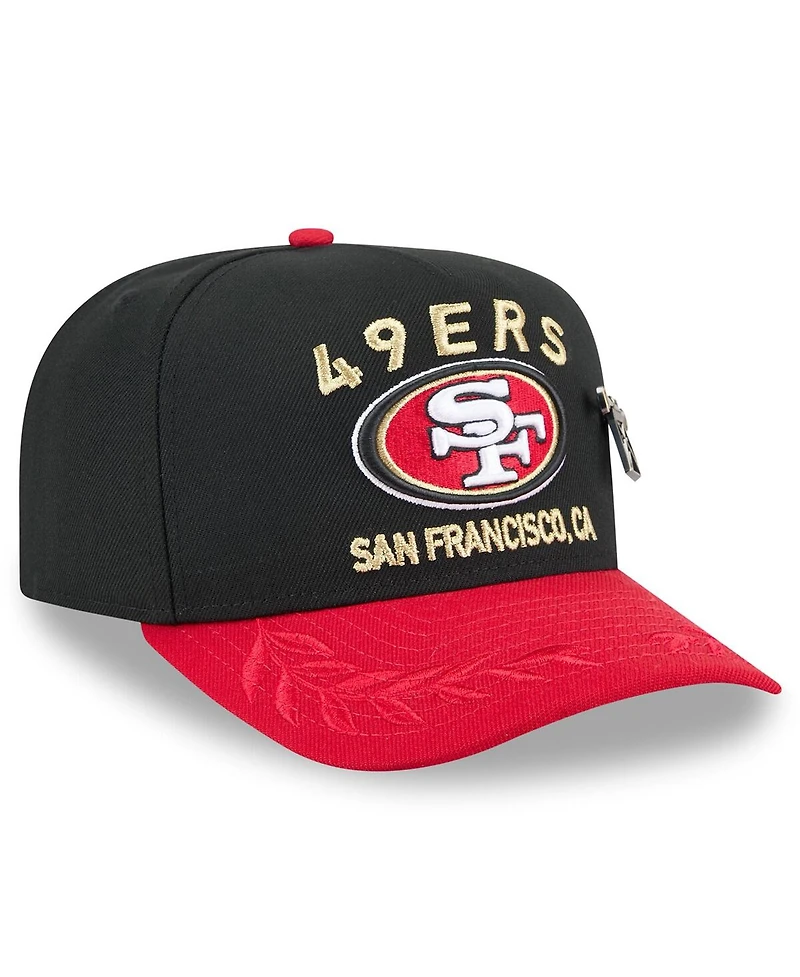 New Era Men's Black/Scarlet San Francisco 49ers 2025 Nfl Draft On Stage A-Frame 59FIFTY Fitted Hat