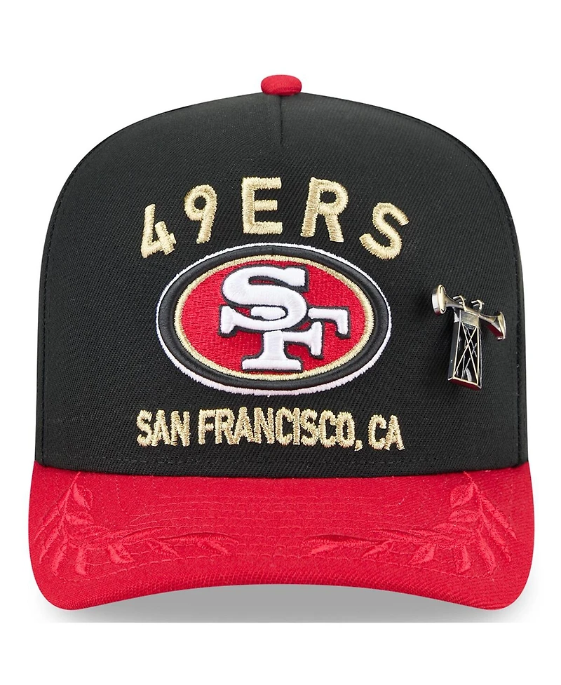 New Era Men's Black/Scarlet San Francisco 49ers 2025 Nfl Draft On Stage A-Frame 59FIFTY Fitted Hat