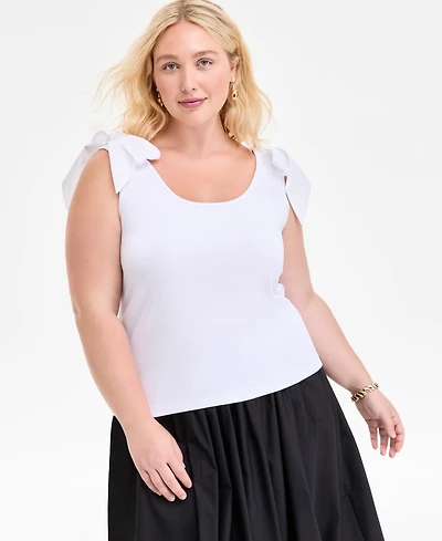 On 34th Trendy Plus Bow-Shoulder Tank Top, Exclusively at Macy's
