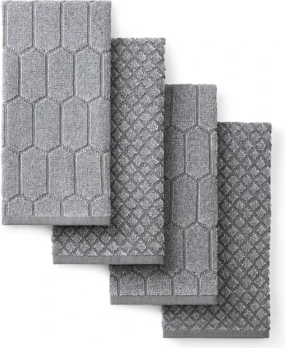 Martha Stewart Honeycomb Chambray Textured Cotton Kitchen Towel Set