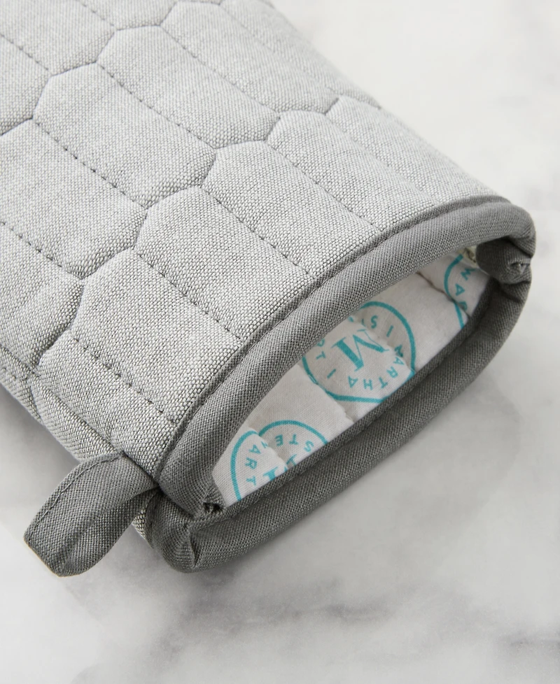 Martha Stewart Honeycomb Quilted Chambray Oven Mitt Set, 7" x 13"