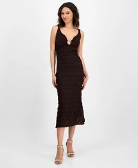 Siena Women's Textured Knit Plunge-Neck Scoop-Back Dress