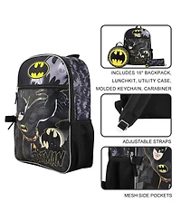 Dc Comic Book Batman Symbol 5-Piece Backpack Accessory Set for boys