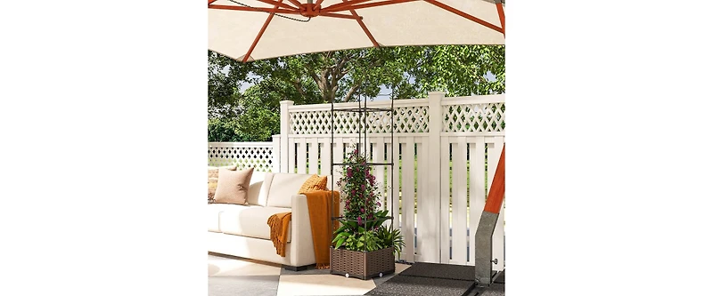 69 .75 in x 15.75 in Outsunny Raised Garden Bed with Trellis, Self-Watering Planter Box