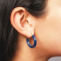 The Lovery Lapis Hoop Earrings 25 millimeters