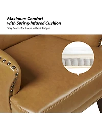 Hardamon Contemporary Leather Arm Chair with Nailhead Trim