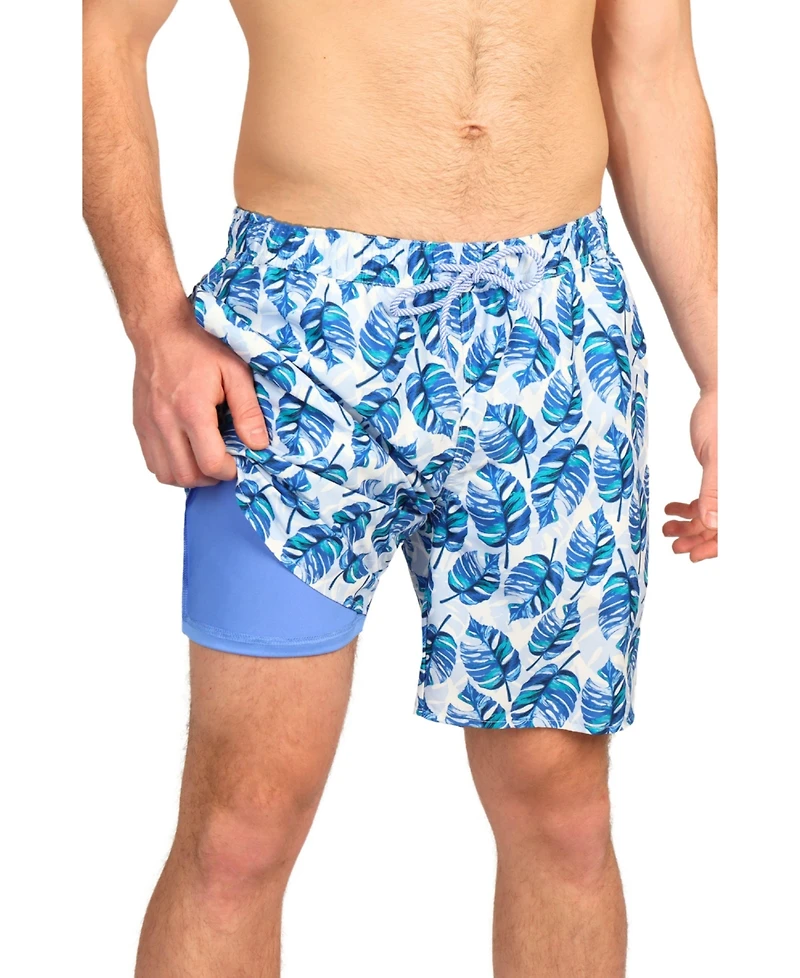 Tailorbyrd Men's Tropical Leaves Swim Shorts