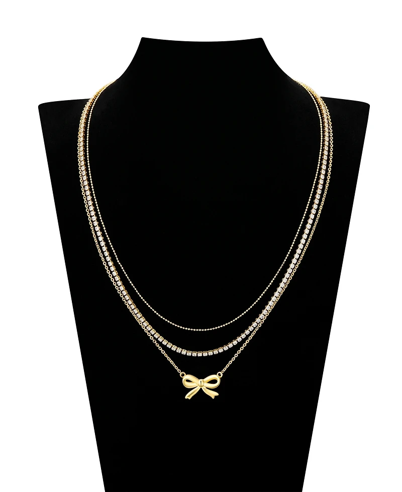 Unwritten Cubic Zirconia Bow Layered Necklace Set