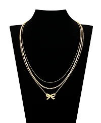 Unwritten Cubic Zirconia Bow Layered Necklace Set