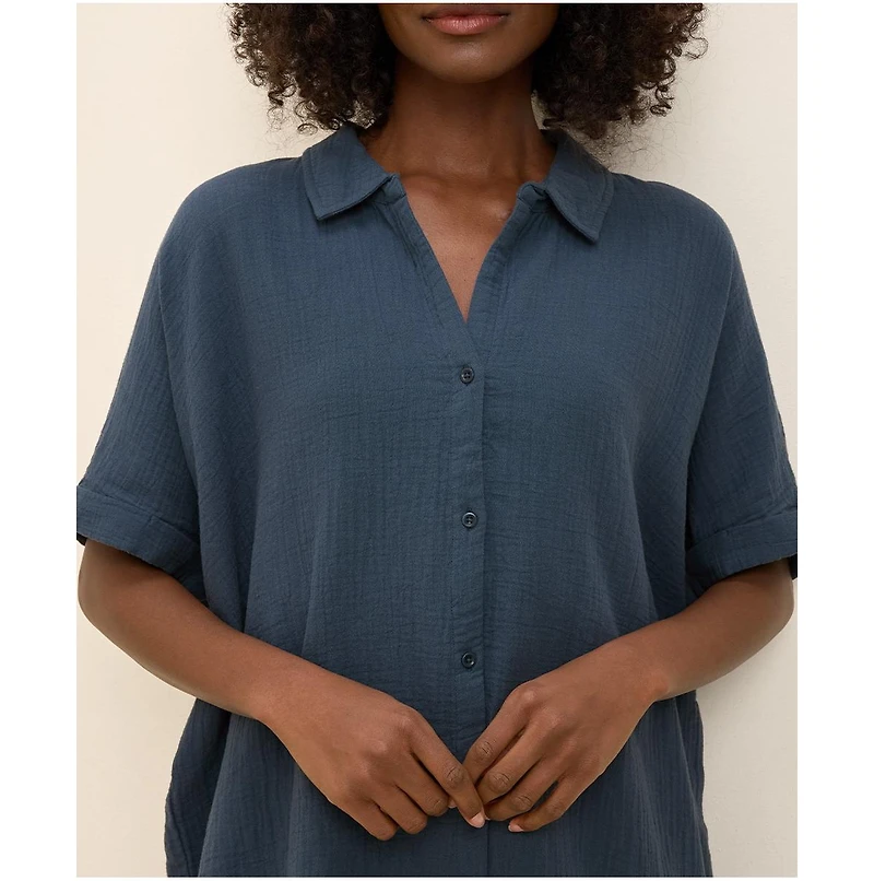 Pact Women's Organic Cotton Coastal Double Gauze Oversized Shirt