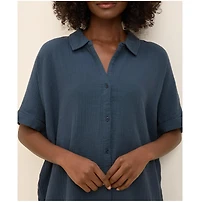 Pact Women's Organic Cotton Coastal Double Gauze Oversized Shirt