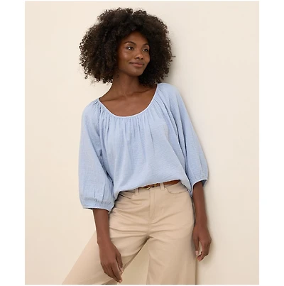 Pact Organic Cotton Coastal Double Gauze Scoop Neck Top