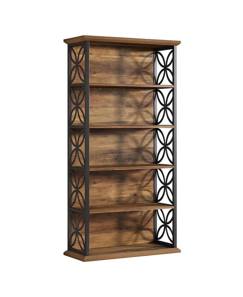 Tribesigns 6-Tier Tall Bookshelf Set of 2, 71" Industrial Bookcase with Metal Frame, Freestanding Open Storage Shelves for Home Office, Living Room, B