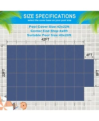 Pool Safety Cover for 20x40ft Inground Pools with End Step, Triple Stitched Mesh