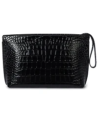 Lauren Ralph Crocodile-Embossed Leather Large Pouch