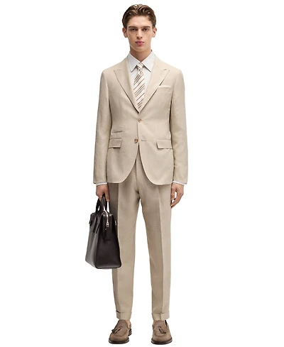 Boss by Hugo Men's Linen-Blend Slim-Fit Checked Suit