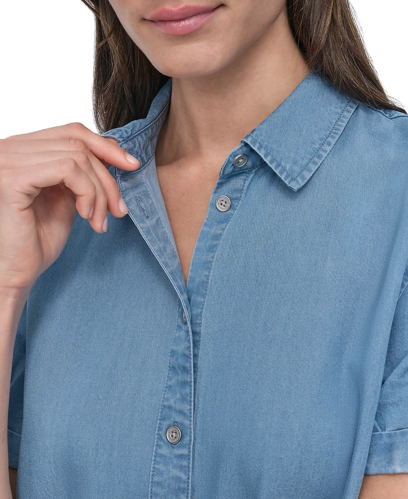 Dkny Jeans Women's Rolled-Sleeve Button-Up Shirt - FJZ