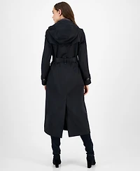 London Fog Women's Hooded Belted Maxi Trench Coat