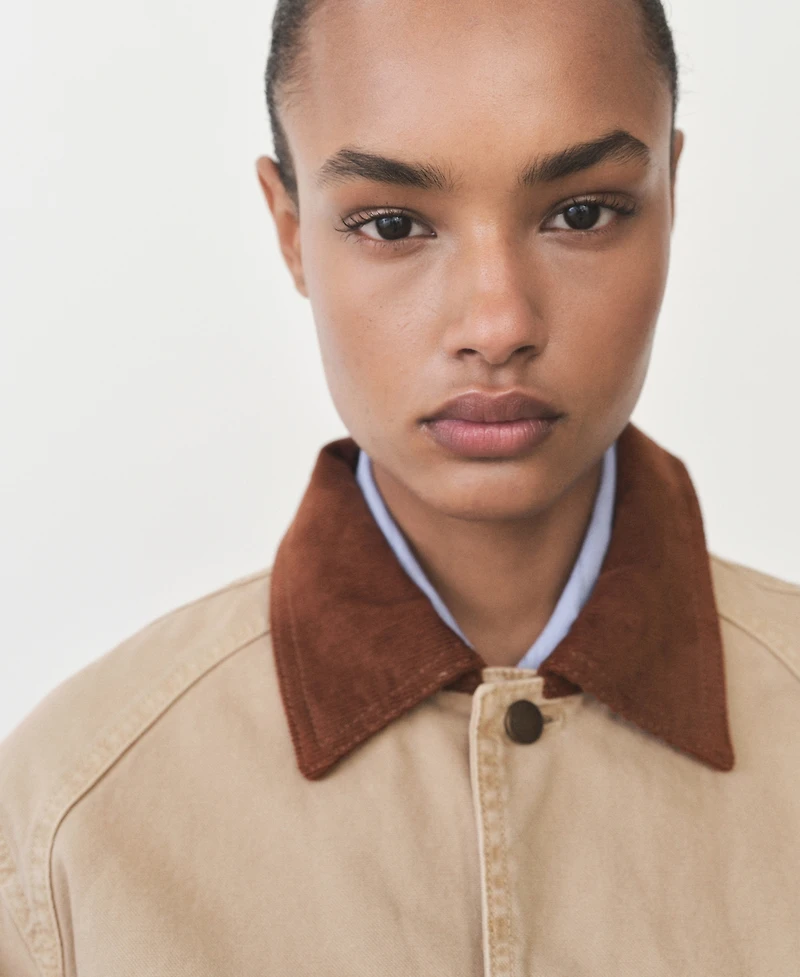 Mango Women's Contrasting Collar Denim Parka Jacket