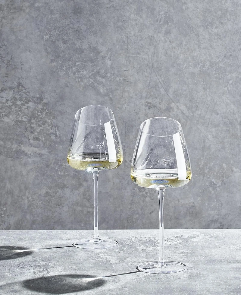 The Wine Savant Khen Slanted Stemmed Wine Glasses, Set of 2