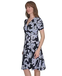 Tommy Hilfiger Women's V-Neck Ruched-Sleeve Dress