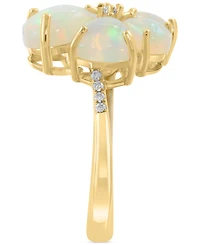 Effy Ethiopian Opal & Diamond (1/4 ct. t.w.) Flower Statement Ring in 14k Yellow Gold