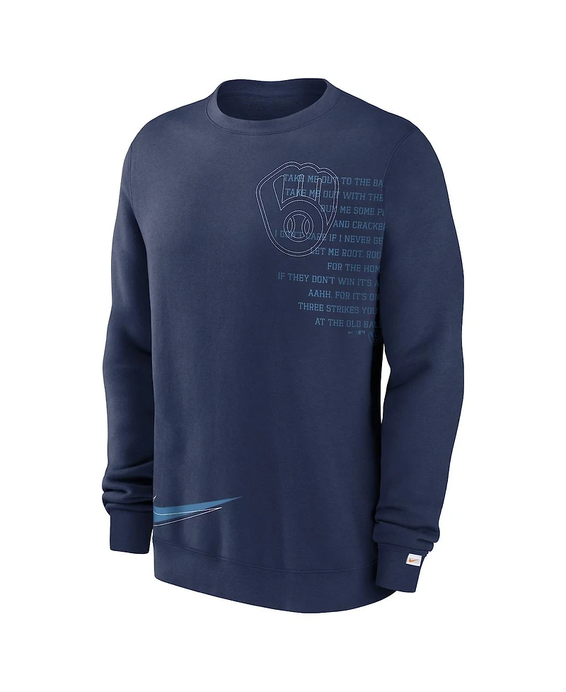 Nike Men's Navy Milwaukee Brewers Statement Ball Game Pullover Sweatshirt