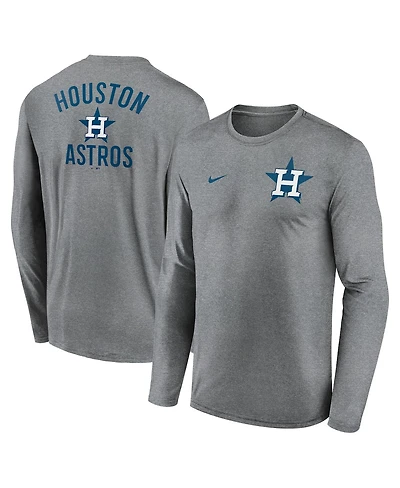 Nike Men's Heather Charcoal Houston Astros 2-Hit Legend Performance Long Sleeve T-Shirt