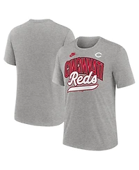 Nike Men's Heather Gray Cincinnati Reds Cooperstown Collection Retro Tri-Blend T-Shirt