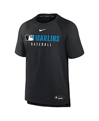 Nike Men's Black Miami Marlins Authentic Collection Pregame Raglan Performance T-Shirt