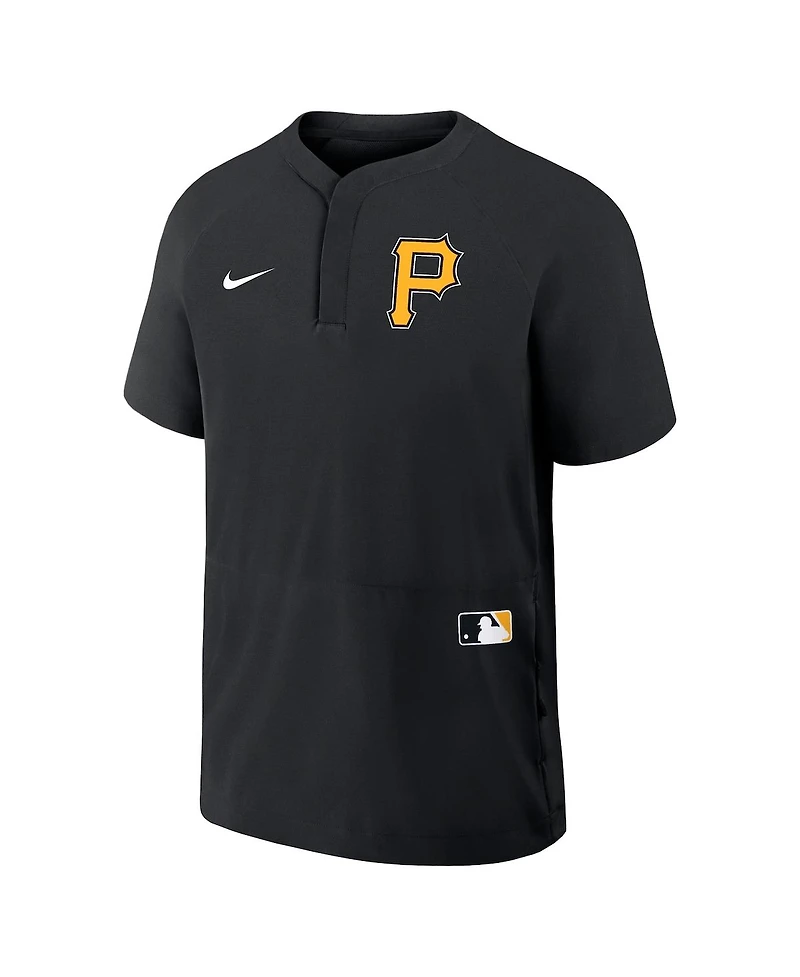 Nike Men's Black Pittsburgh Pirates Authentic Collection Raglan Short Sleeve Windshirt